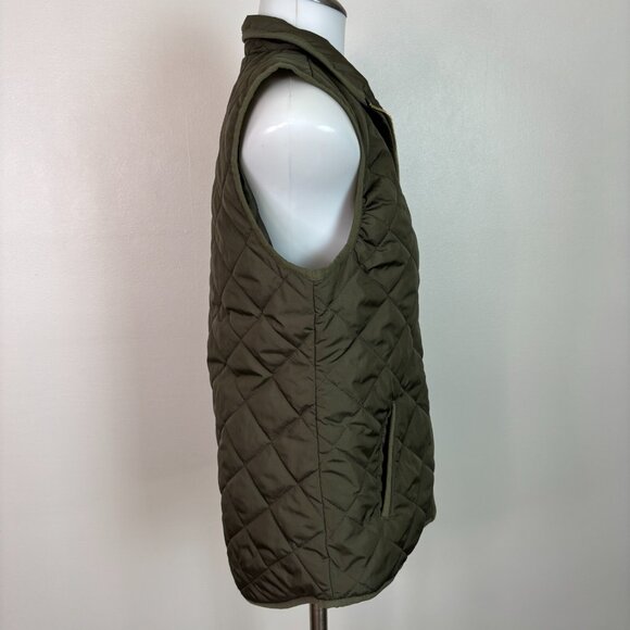 Old Navy Quilted Vest XS Olive Green Full-Zip Pockets Women's Jacket - Picture 7 of 12